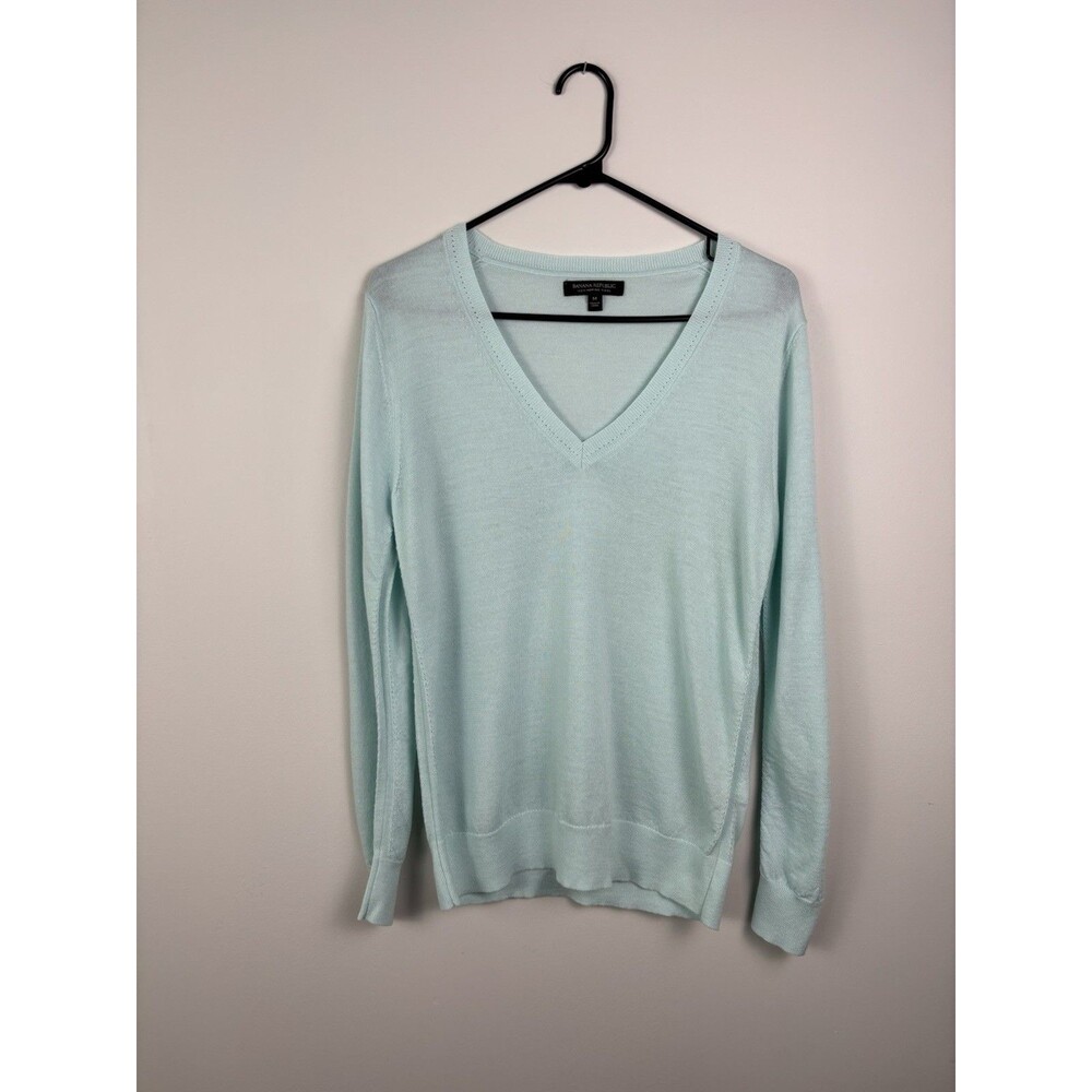 Banana Republic Size M Womens Light Blue 100% Merino Wool Pullover - EUC